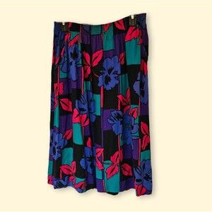 80s Indie Boho Graphic Floral Skirt